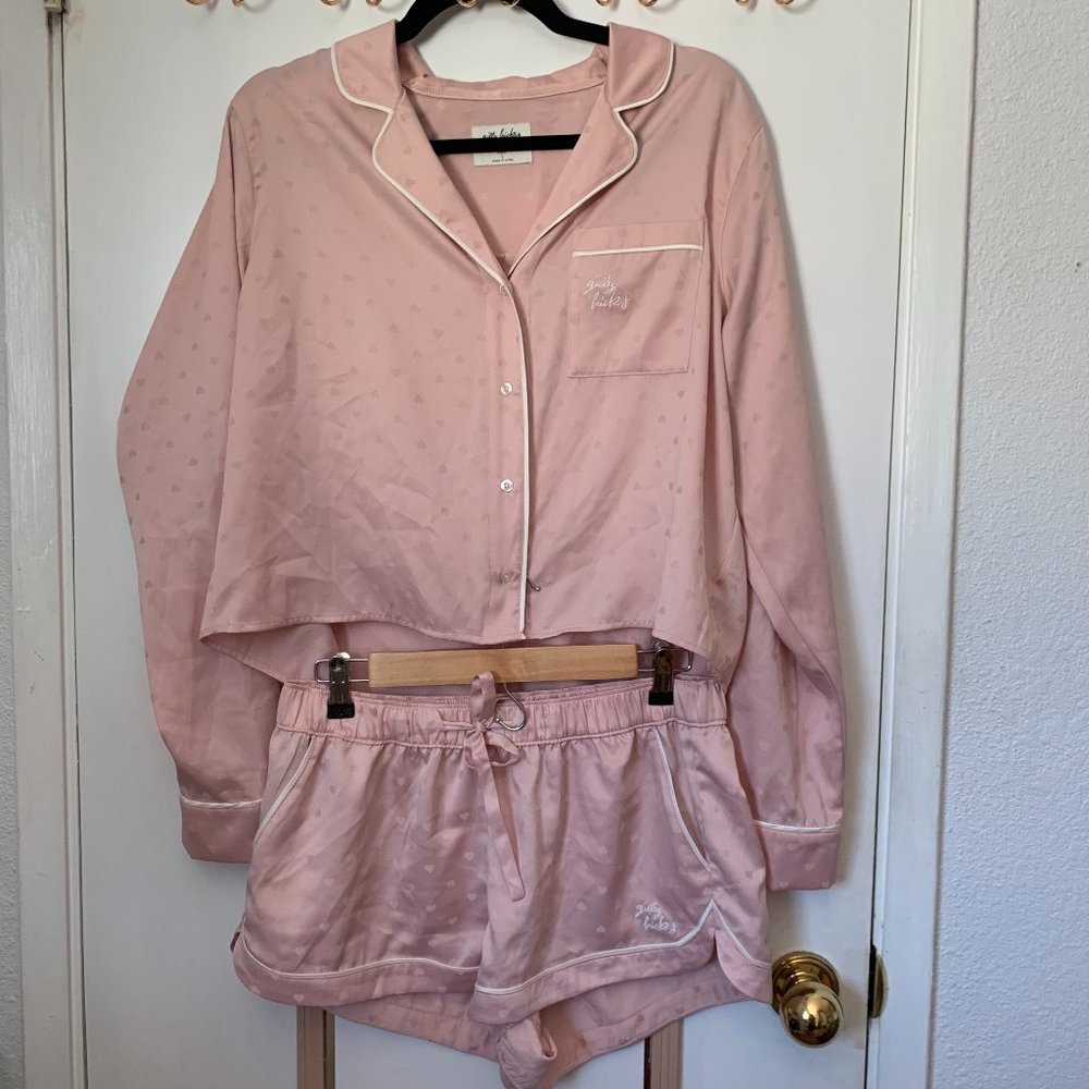 Gilly Hicks Sleepwear Pink Hearts SET Size Large